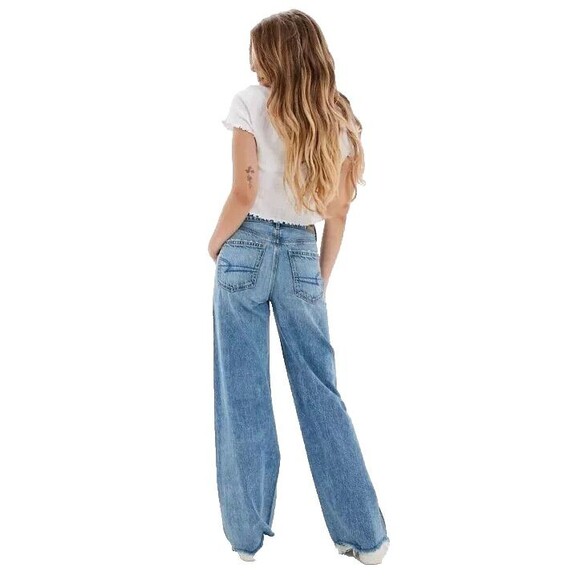 AE AMERICAN EAGLE Women's Size 4R Super High-Waisted Baggy Wide-Leg Jeans Trendy - Picture 2 of 16